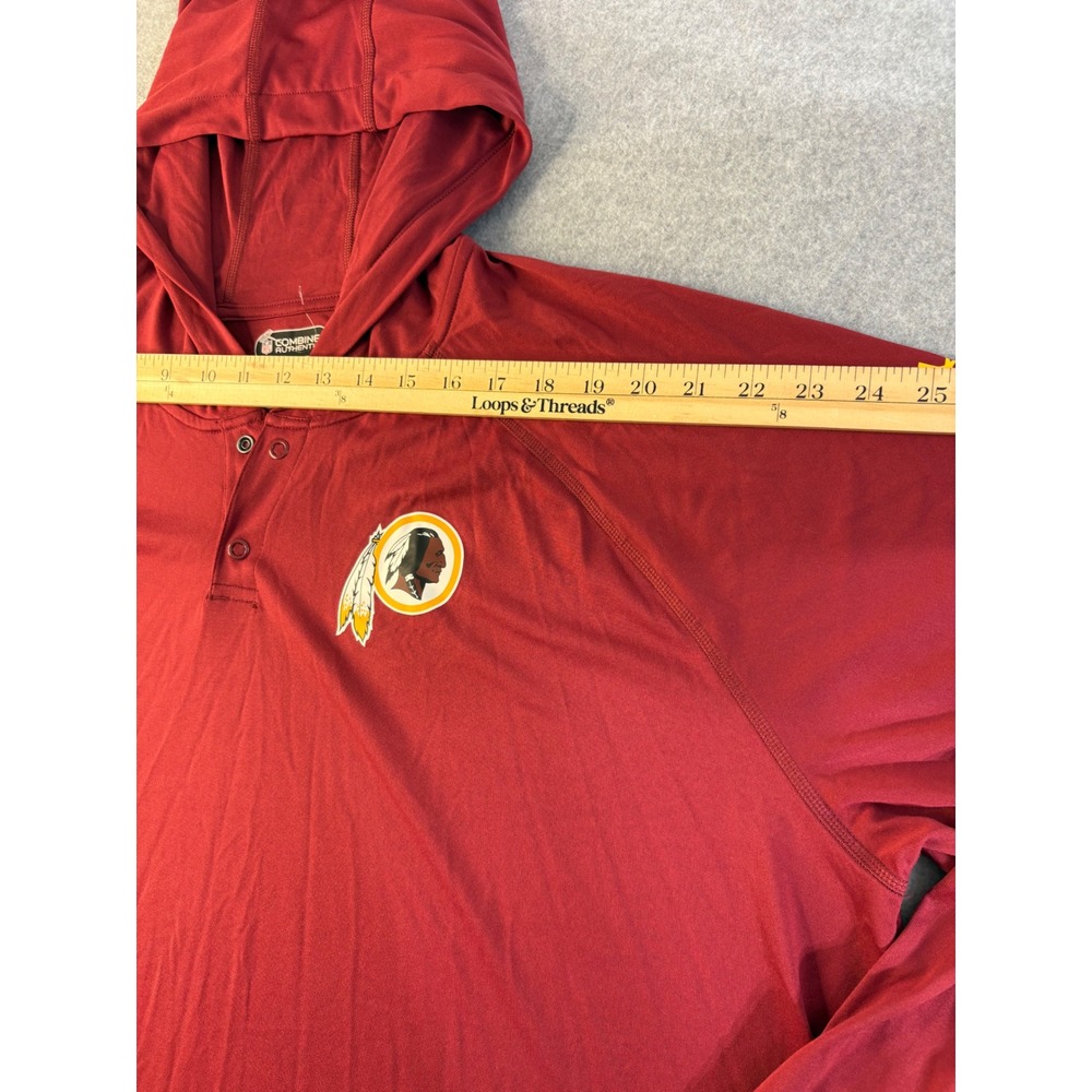 Under Armour NFL Washington Redskins HeatGear Hoodie Men 2XL Burgundy Red Henley - Picture 2 of 15